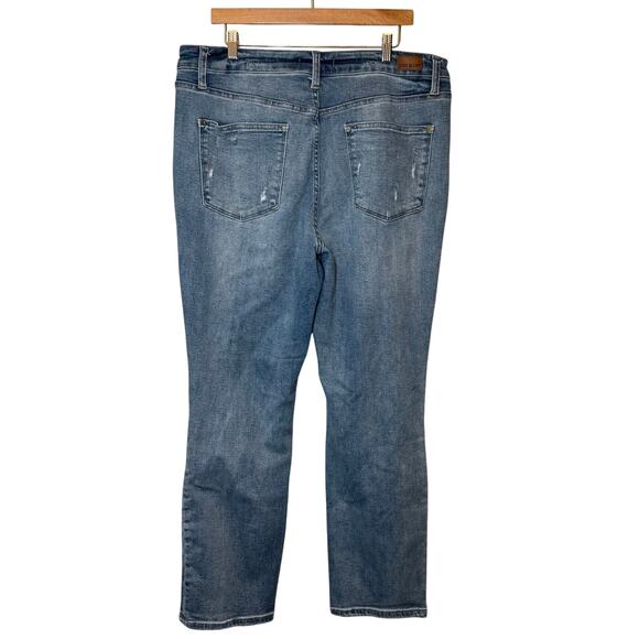 Judy Blue Los Angeles Women's Straight Shooter Denim Jean Distressed Blue Sz 20W - Picture 2 of 9